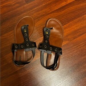 Sonoma Black and Brown Sandals with Gold Details